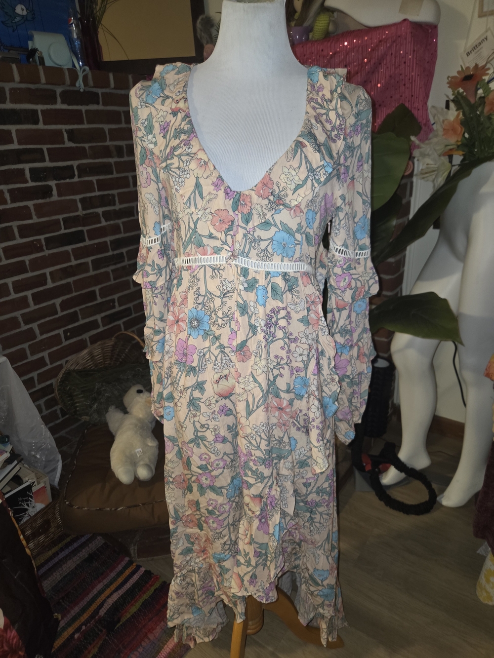Spell & the Gypsy Sayulita Frill Maxi Gown Musk Floral Small - Picture 3 of 7